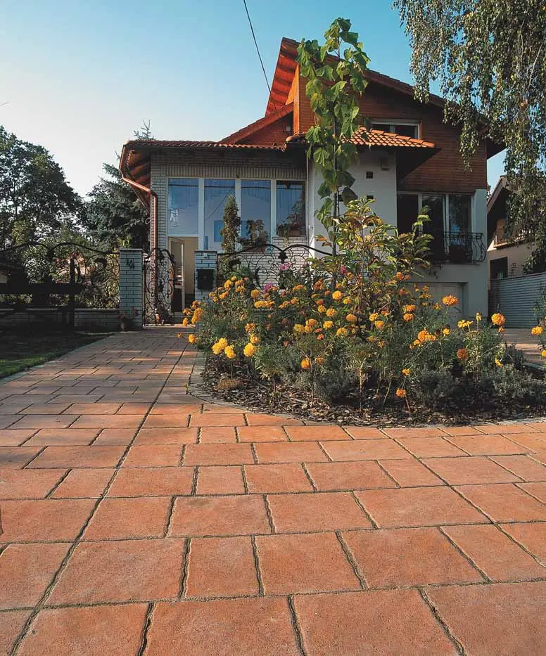 Front garden with flower beds
