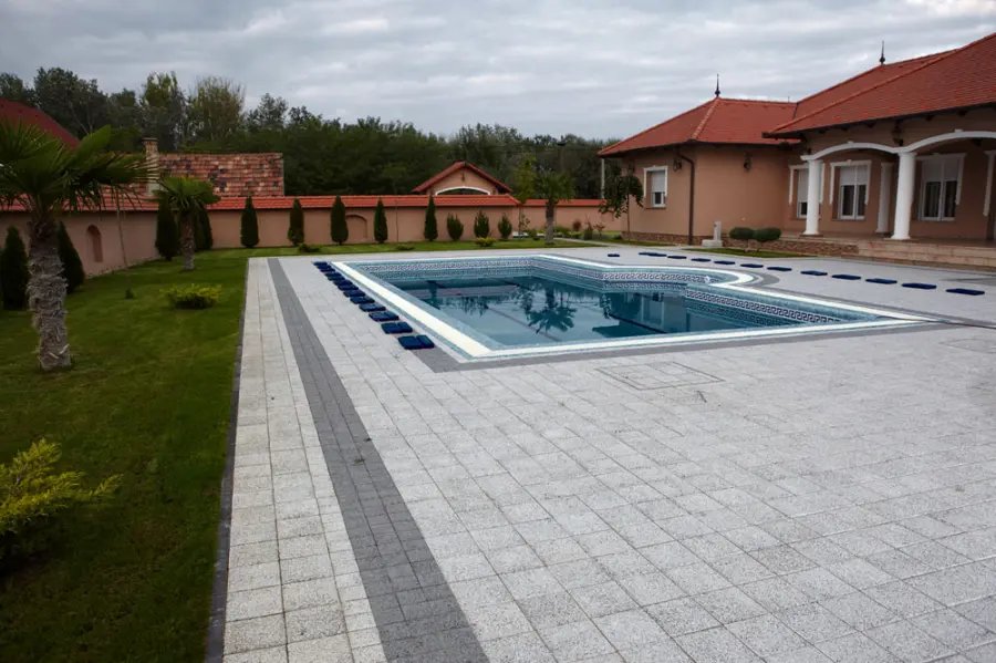 Poolside paving
